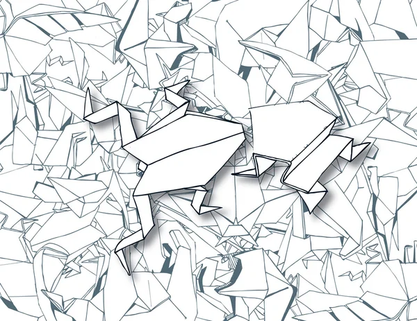 Rãs de origami — Vetor de Stock