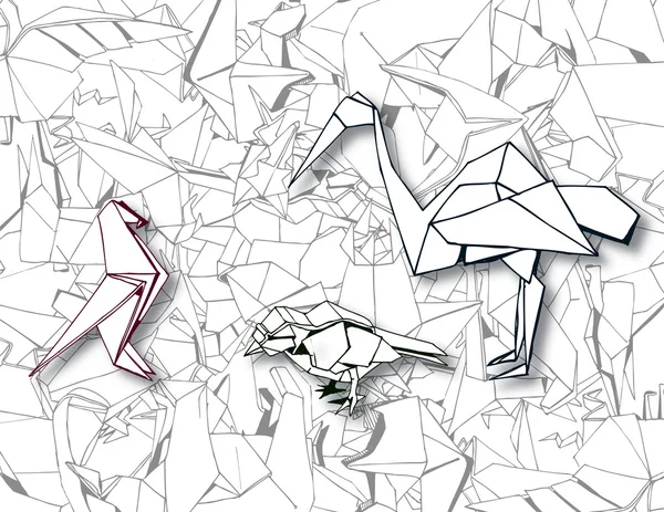 Origami-Vögel — Stockvektor