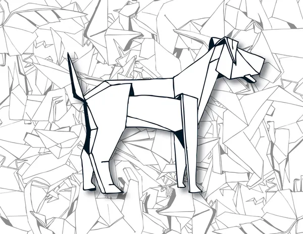 Perro origami — Vector de stock