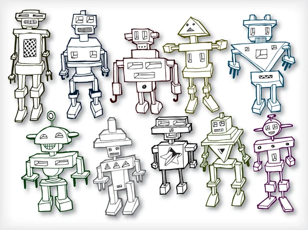 빈티지 로봇 컬렉션 (벡터) — 스톡 벡터