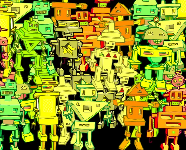Fond coloré Robot Vintage — Image vectorielle