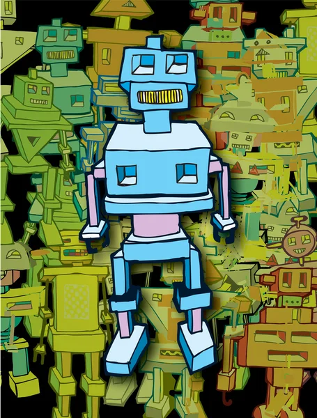 Funny Cartoon Robot (vektor) — Stockový vektor
