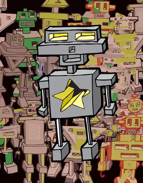 Lustige Cartoon-Roboter (Vektor) — Stockvektor