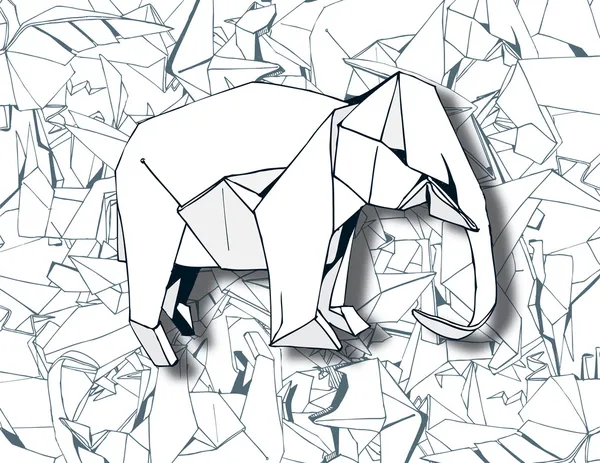Origami olifant — Stockvector