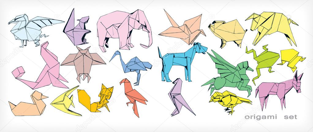 Origami Animals Set (vector)