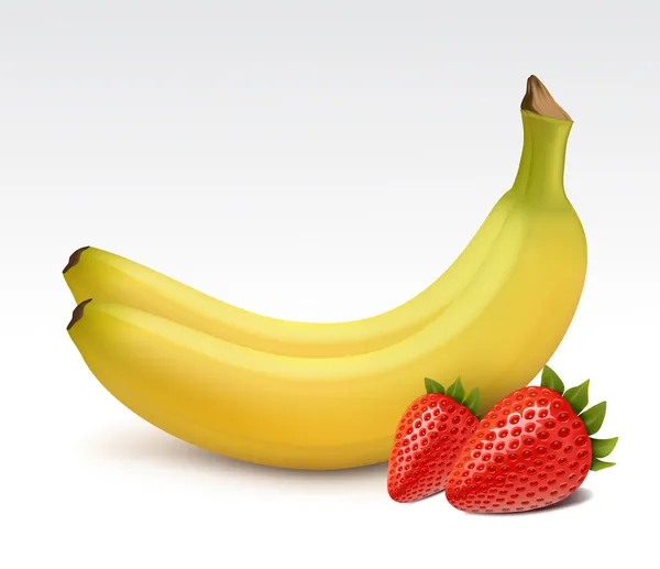 Bananas and strawberries — Stock Vector