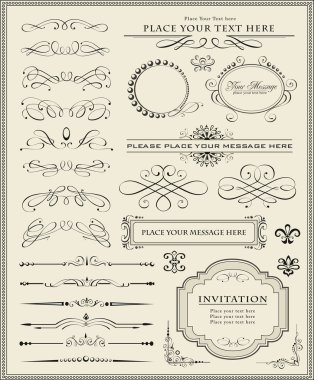 Calligraphic design elements and page decoration clipart