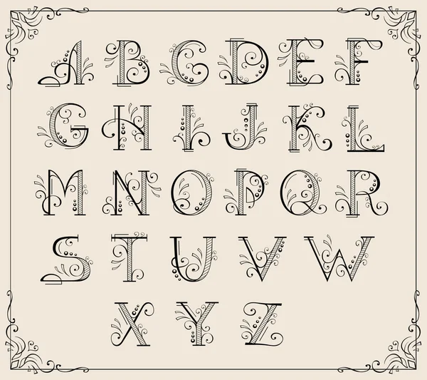 Kalligrafisches Alphabet — Stockvektor