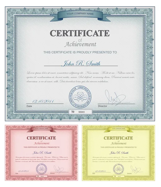 Різнокольорових докладна сертифікати — стоковий вектор