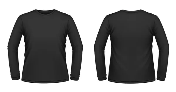 T-shirt preta de manga comprida — Vetor de Stock