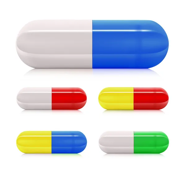 stock vector Multicolored pill capsules