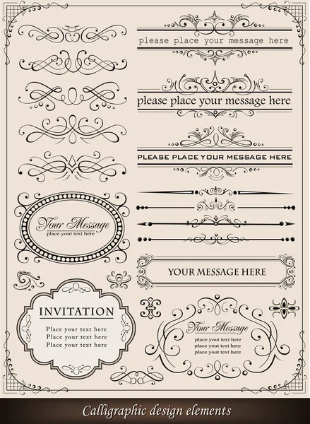 Elementos de diseño caligráfico y decoración de página — Vector de stock