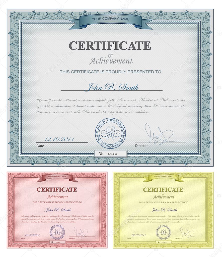 Multicolored detailed certificates