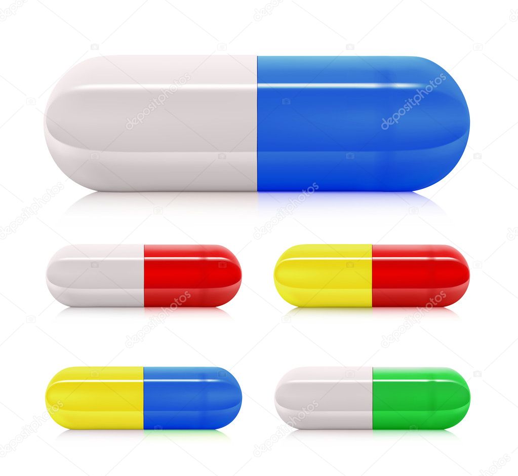 Multicolored pill capsules