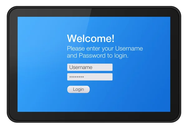 Interactive tablet with welcome screen — Stock Photo, Image