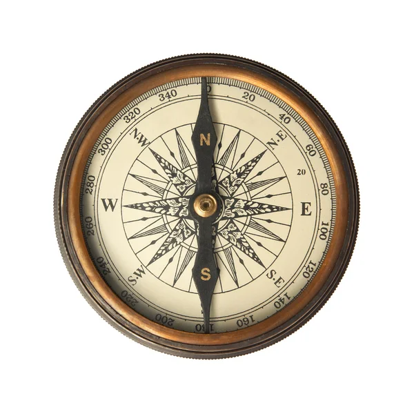 Antyczny kompas na białym tle — Zdjęcie stockowe