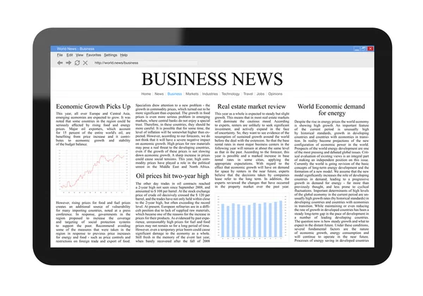 Noticias de negocios en la tableta pc — Foto de Stock