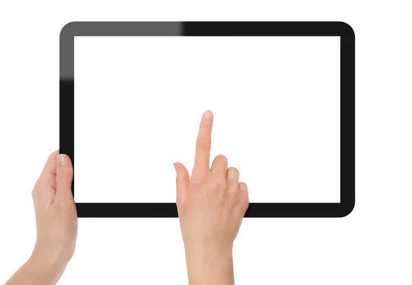 Tenuta e punto sul PC Tablet — Foto Stock