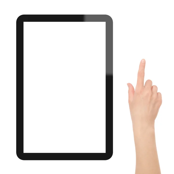 Tablet PC with Hand — Stock Photo, Image