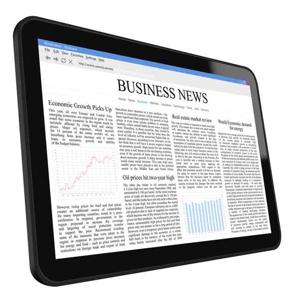 Business News on Tablet PC — Stock Photo, Image