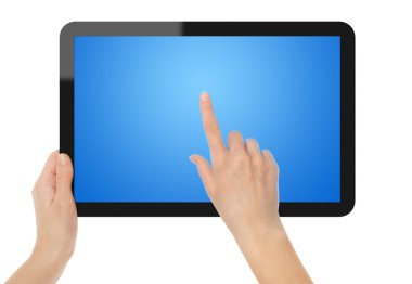 Holding and Point on Tablet PC clipart