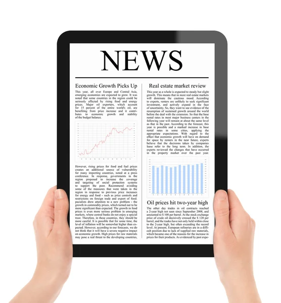 Reading News on Tablet PC — Stock Photo, Image