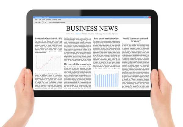Reading News on Tablet PC — Stock Photo, Image