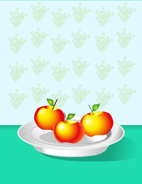 Mogna äpplen på bordet — Stock vektor