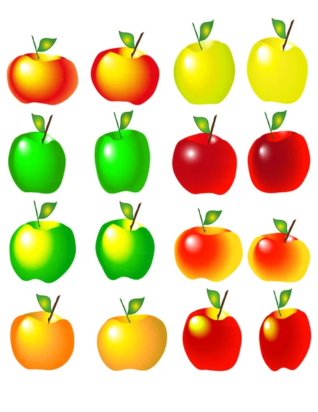 Manzanas sobre fondo blanco — Vector de stock