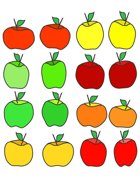 Manzanas sobre fondo blanco — Vector de stock