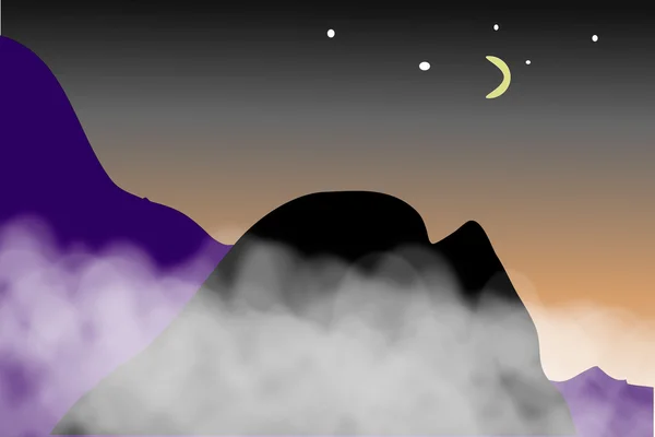 Veduta delle montagne di notte . — Vettoriale Stock