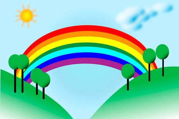 Пейзаж с радугой — стоковый вектор
