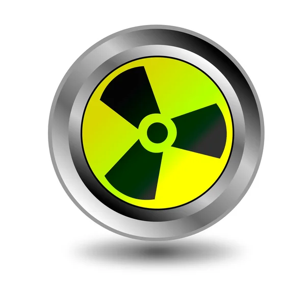 Radioactive danger yellow button. — Stock Vector