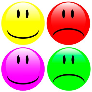 Four expression face button badge clipart