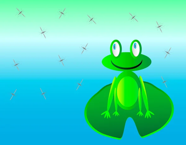 青蛙和蚊子 — 图库矢量图片