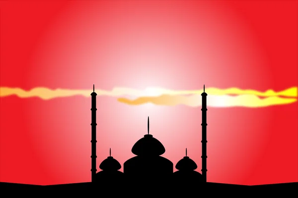 Silueta mešity při západu slunce — Stockový vektor