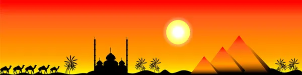 Mısır, gün batımı panorama — Stok Vektör