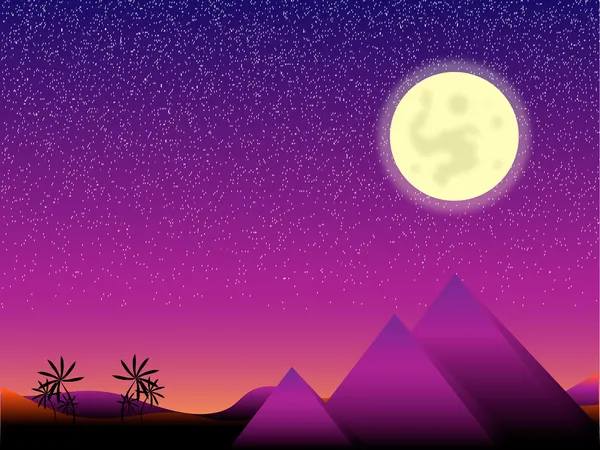 Noite da lua no Egito — Vetor de Stock