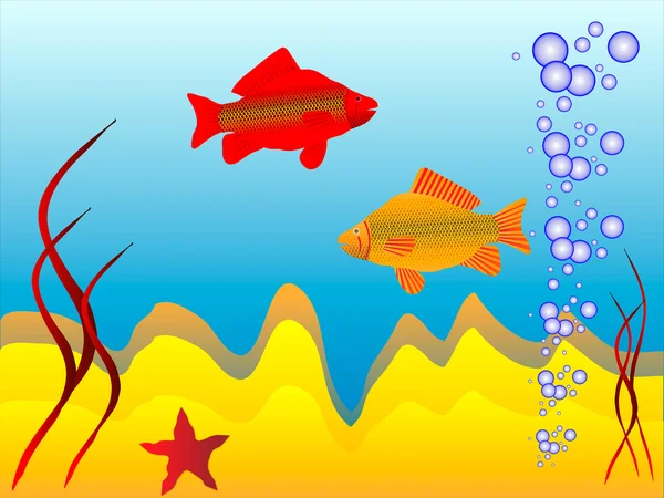 Τον υποβρύχιο κόσμο των ψαριών — Διανυσματικό Αρχείο