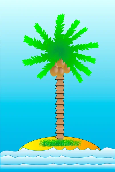 Meer mit Insel und Palme — Stockvektor