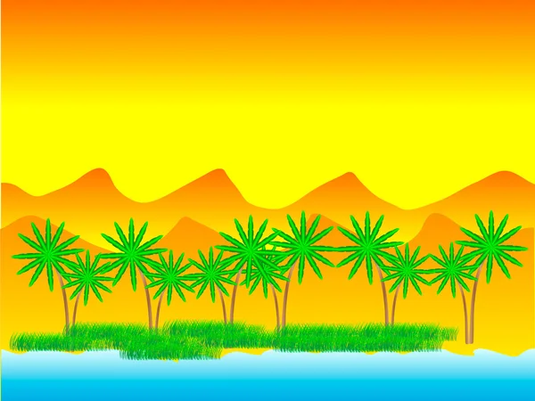 Oasis dans le désert — Image vectorielle
