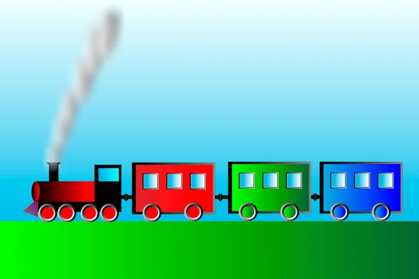 Locomotive à vapeur avec wagons — Image vectorielle