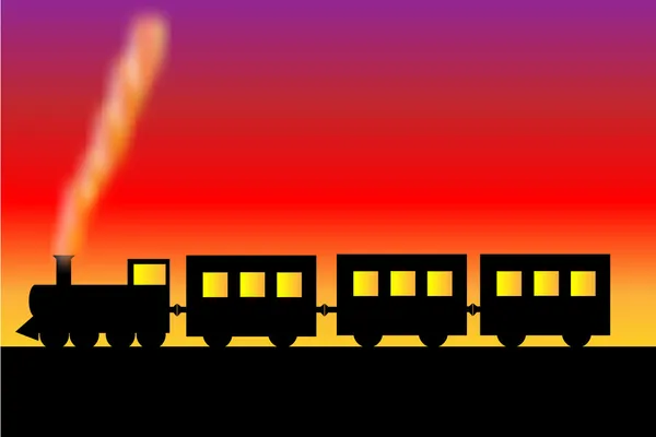 Dampflokomotive mit Waggons — Stockvektor