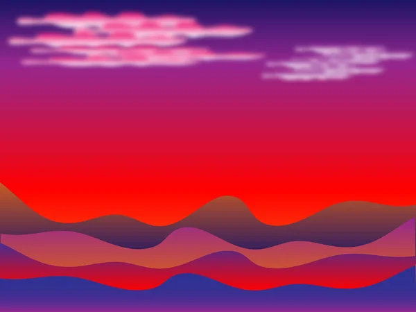 Solnedgång i öknen — Stock vektor