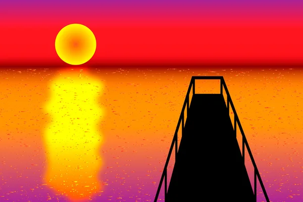 日没時の桟橋 — ストックベクタ