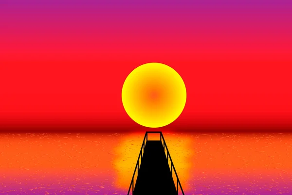 Pier vid solnedgången — Stock vektor