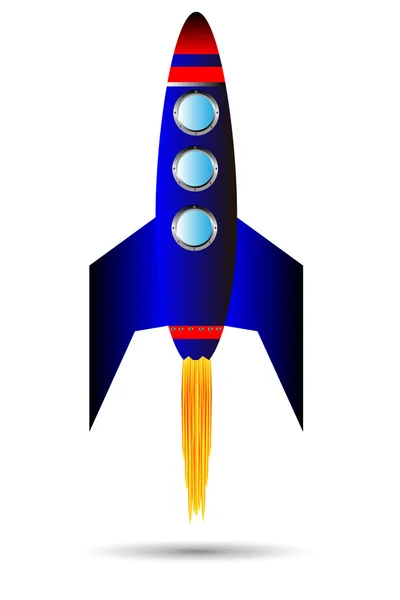 Começando foguete azul — Vetor de Stock