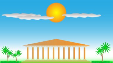 Greek temple. Day. clipart