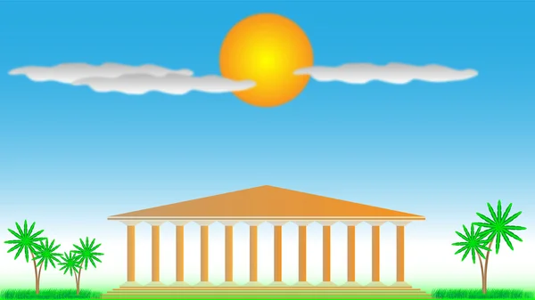 Greek temple. Day. — Stock Vector