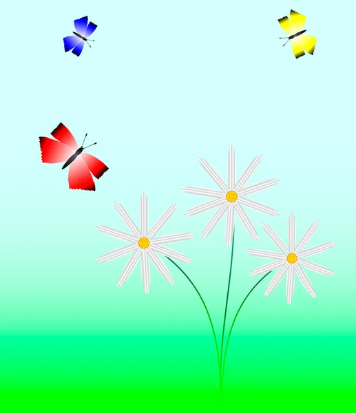 花と蝶 — ストックベクタ